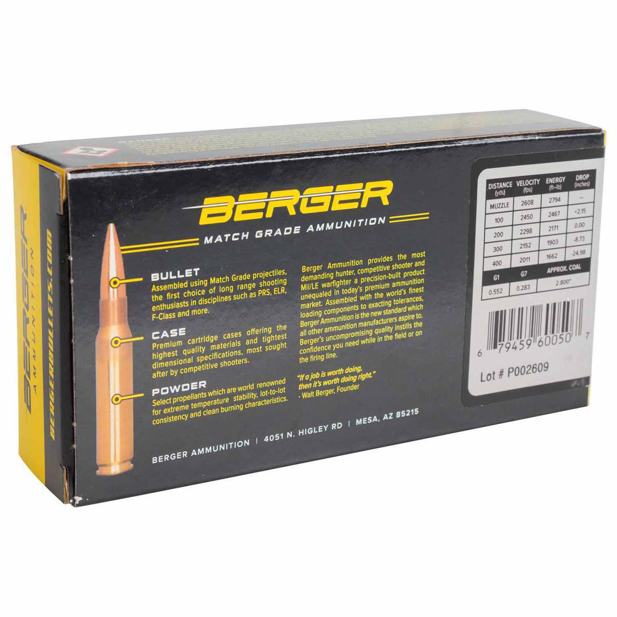 Berger Bullets Hybrid Juggernaut OTM Tactical 308 Winchester 185gr JHP Centerfire Rifle Ammo - 20 Rounds