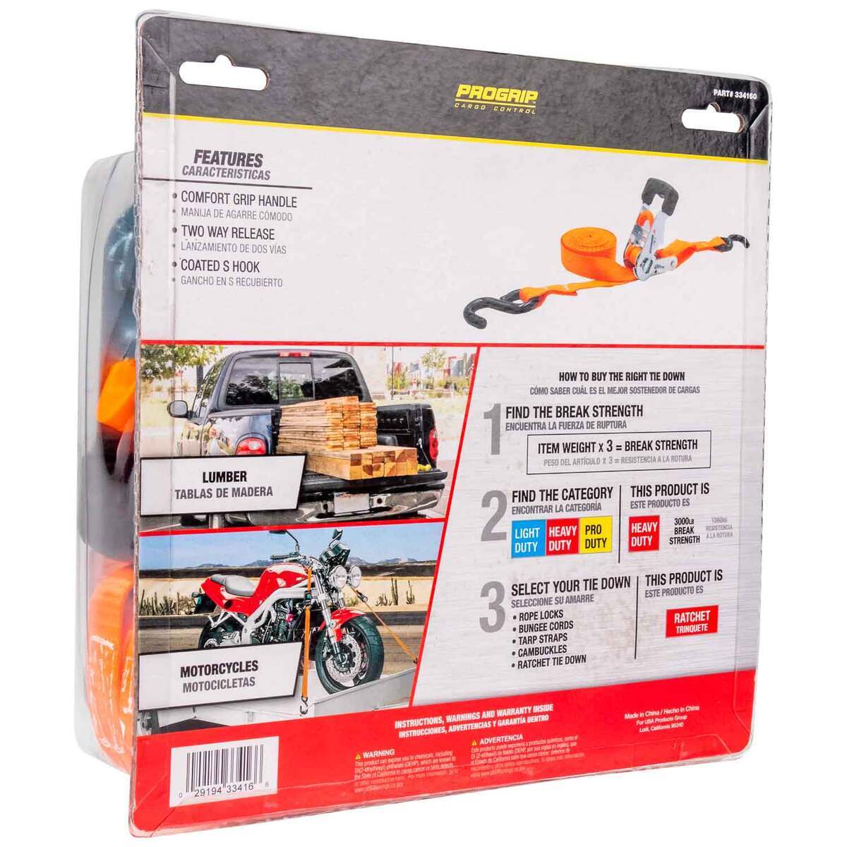 ProGrip Bar Ratchet Tie Downs with S Hooks - 16ft