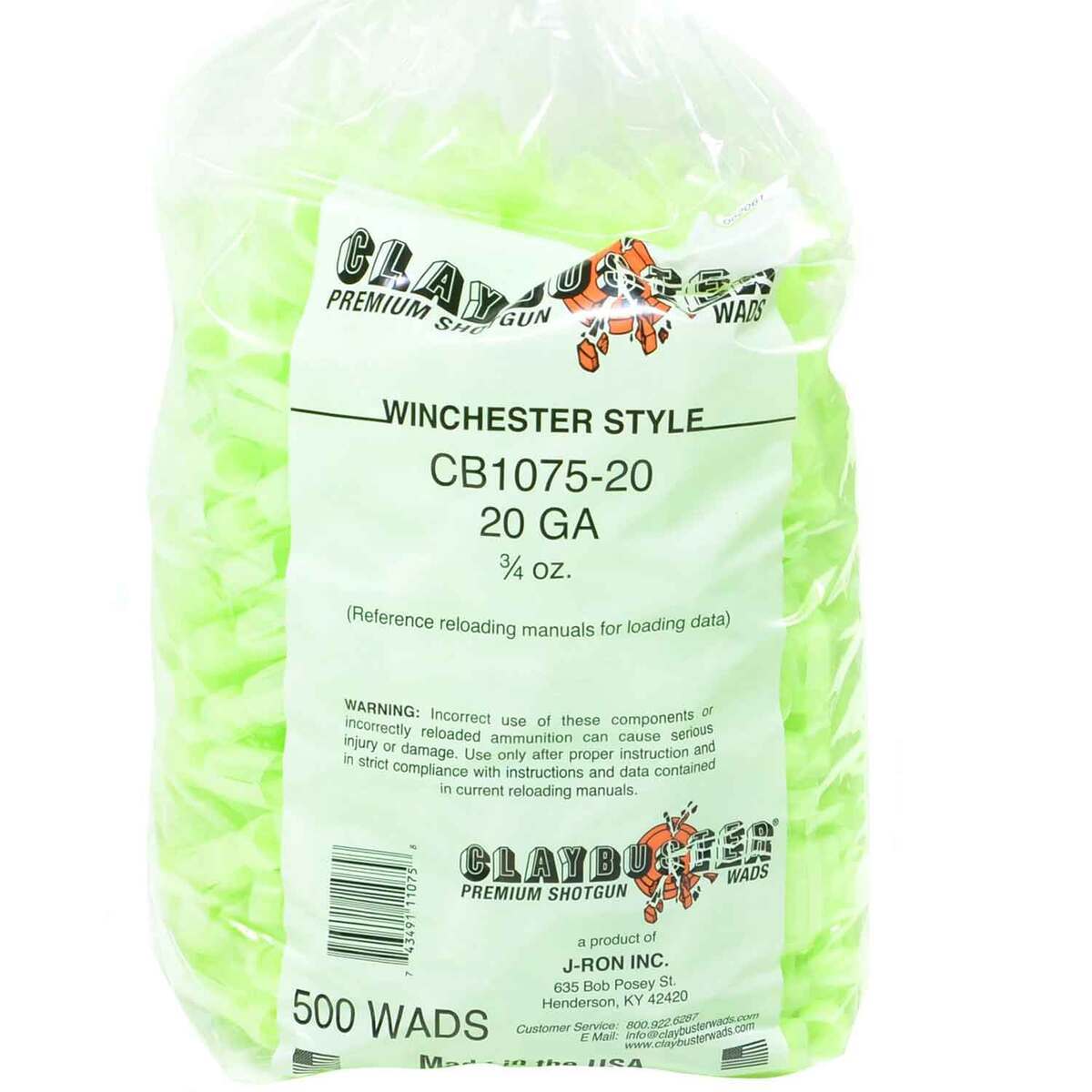 Claybuster 20ga Shotshell Wads - Yellow, 3/4oz, 500pk