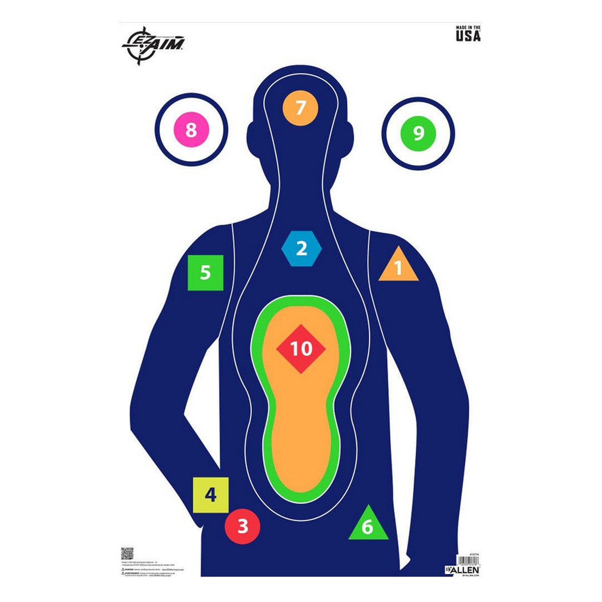 Allen EZ Aim Command Silhouette Paper Target - 50 Pack - White/Multicolor