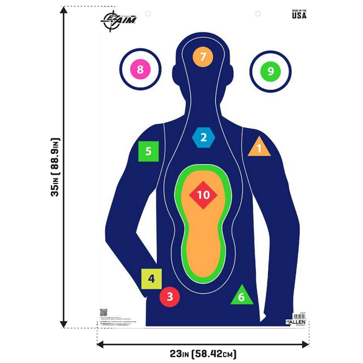 Allen EZ Aim Command Silhouette Paper Target - 50 Pack - White/Multicolor