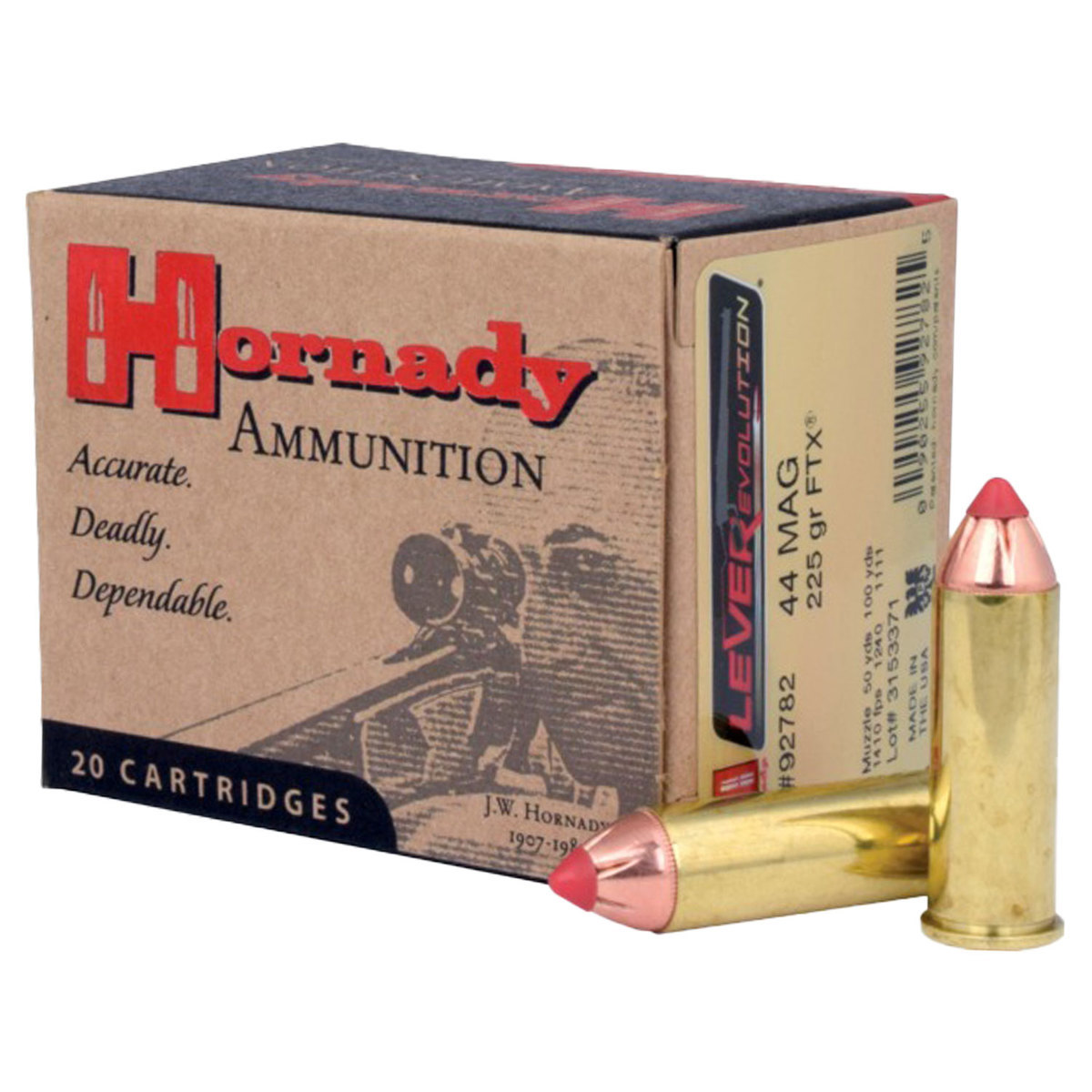 Hornady LEVERevolution 44 Magnum 225gr FTX Handgun Ammo - 20 Rounds
