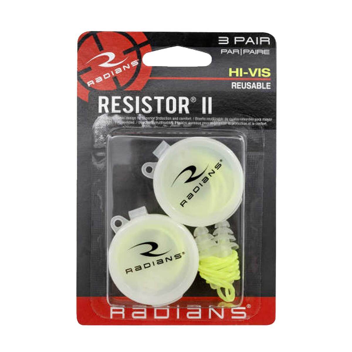 Radians High Visibility Reusable Earplugs - 3 Pack