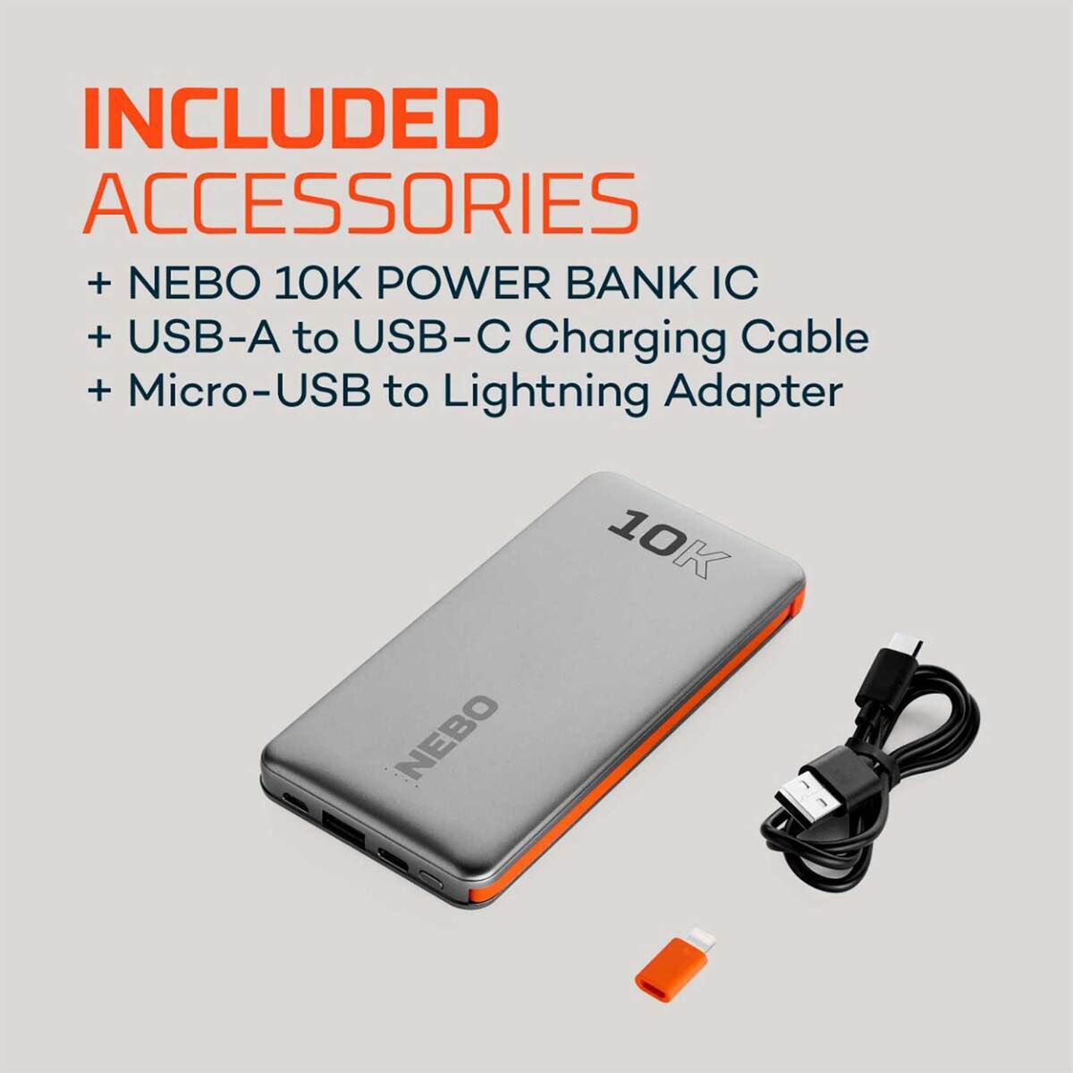 NEBO IC 10K Portable Power Bank - Gray 6 NEBO IC 10K Portable Power Bank - Gray