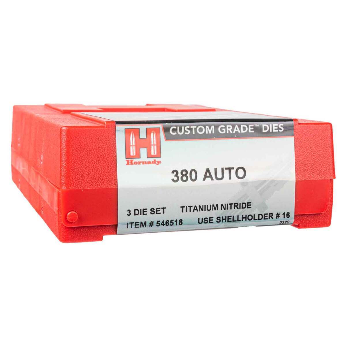 Hornady Custom Grade 380 Auto (ACP) Reloading Dies - 3 Count 3 Hornady Custom Grade 380 Auto (ACP) Reloading Dies - 3 Count