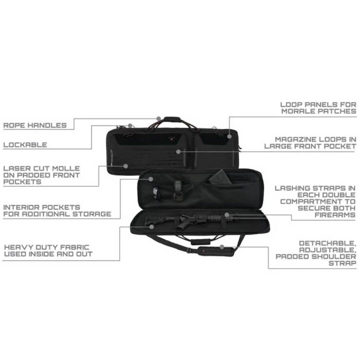 Allen Company Tac-Six 2-Firearm Unit with Laser Cut Molle Front 38in Tactical Rifle Case - Black 5 Allen Company Tac-Six 2-Firearm Unit with Laser Cut Molle Front 38in Tactical Rifle Case - Black