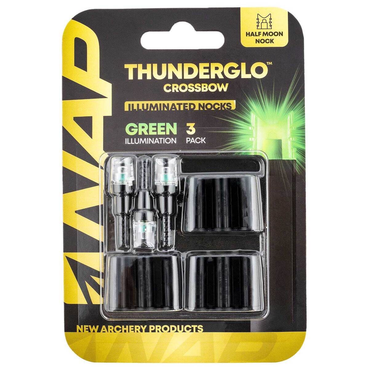 NAP Thunderglo Illuminated Green Half Moon Nock - 3 Pack