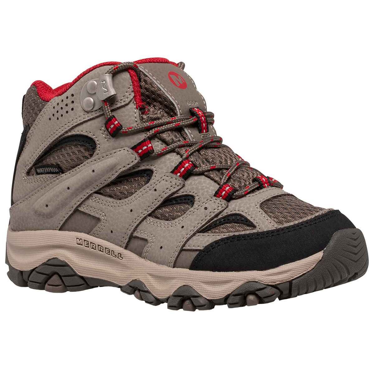 Merrell Youth Moab 3 Waterproof Mid Hiking Boots - Boulder/Red - Size 3