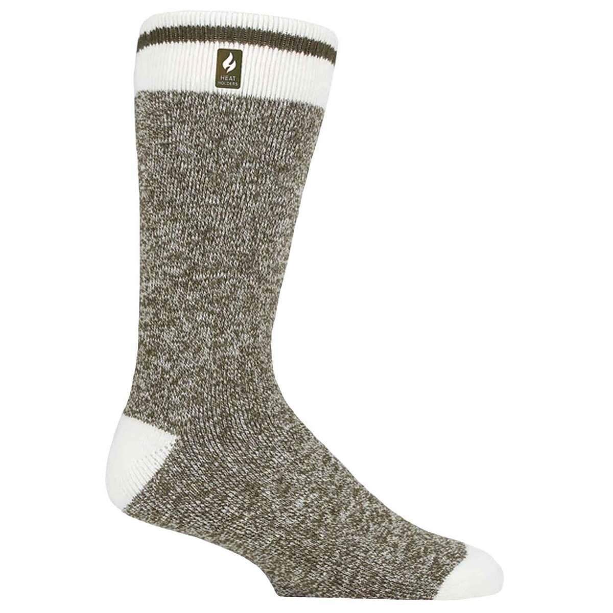 Heat Holders Men's Cream Block Twist LITE Casual Socks - Forest Green - L