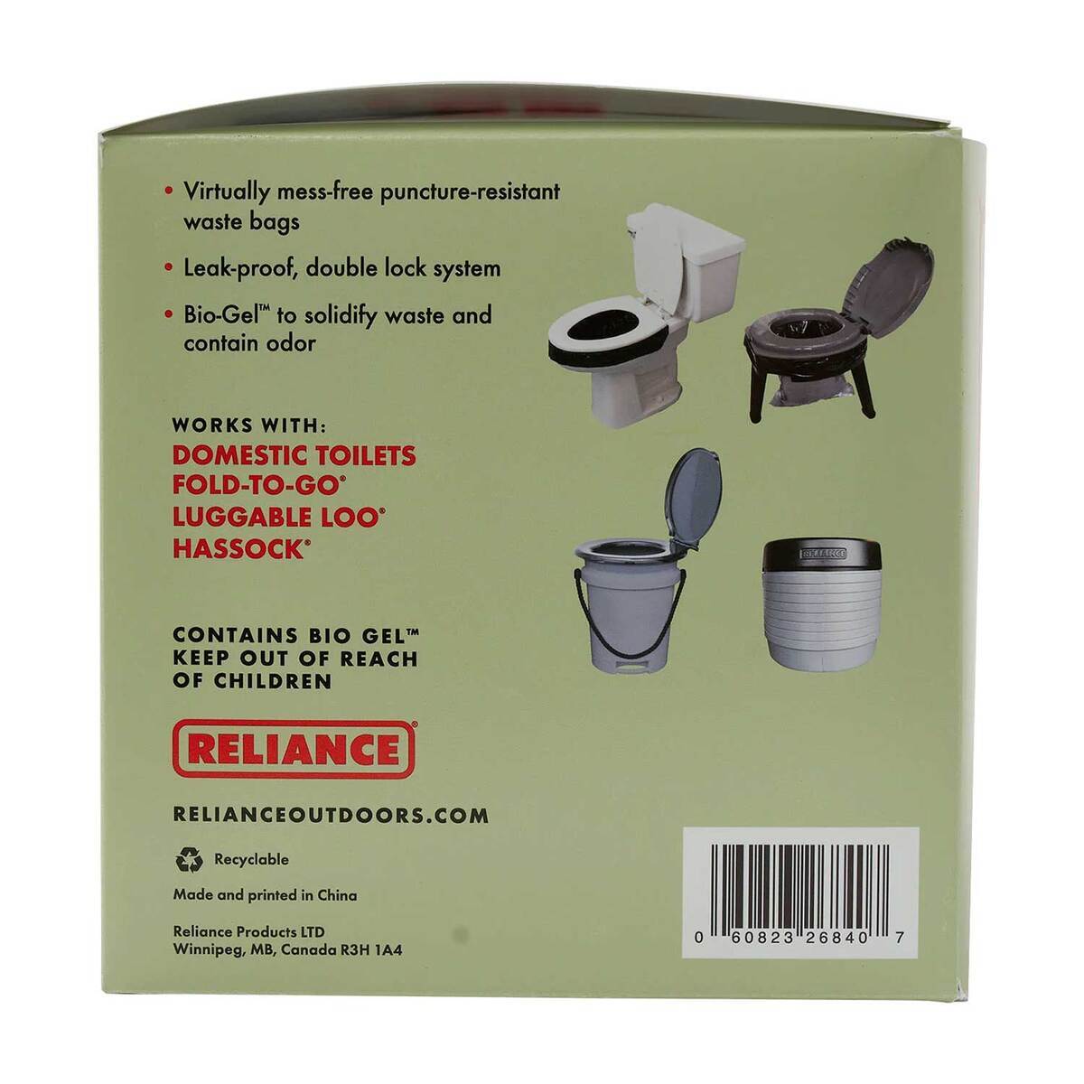 Reliance Double Doodie Plus Toilet Waste Bags