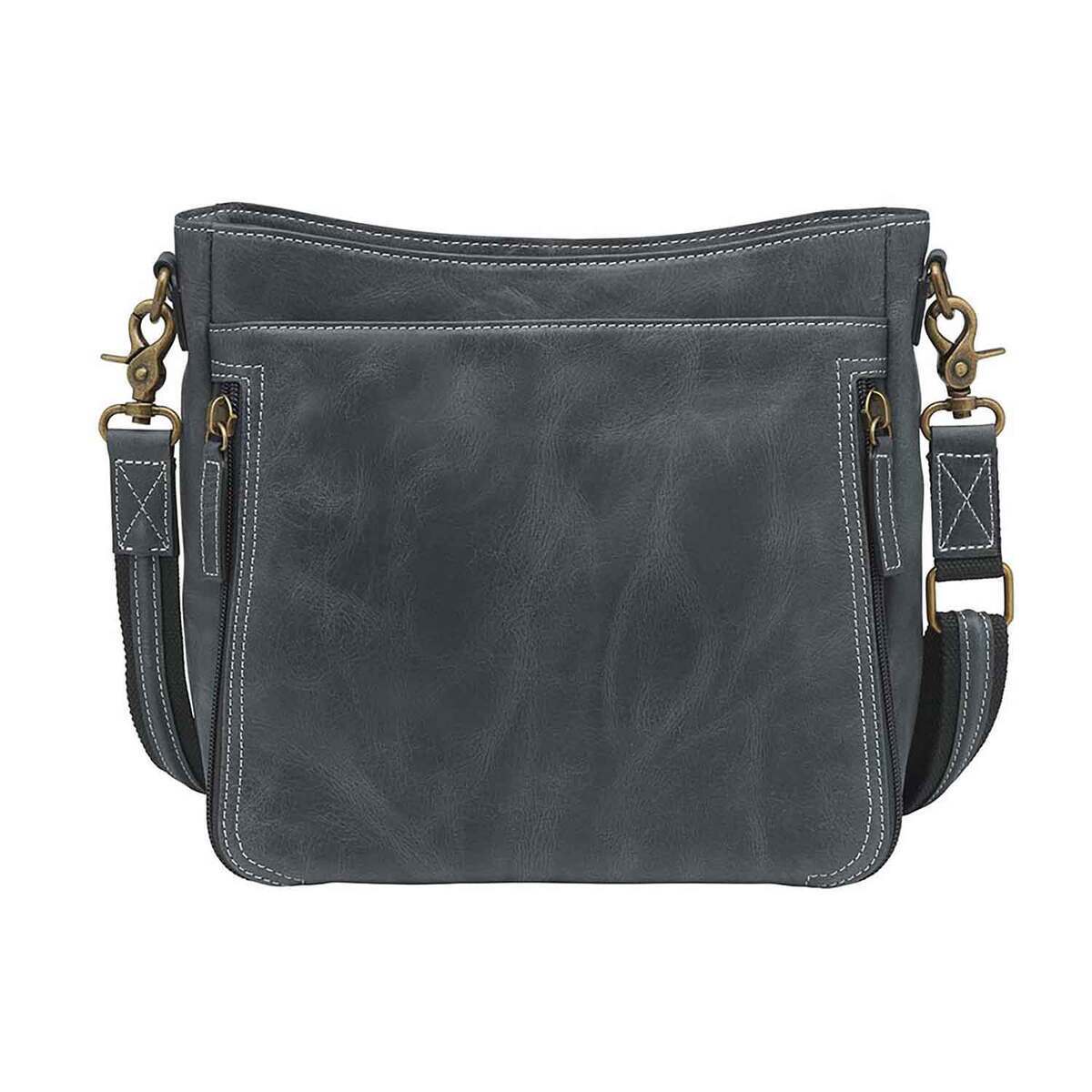 Gun Tote’n Mama Distressed Leather Slim X-Body RFID Concealed Carry Crossbody - Grey