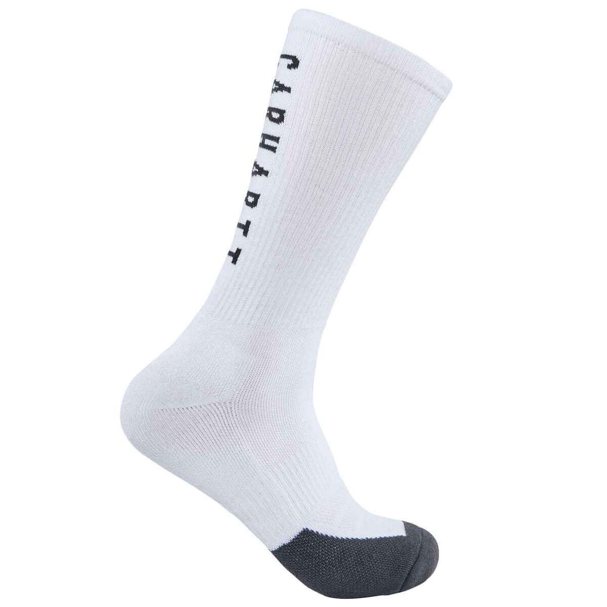 Carhartt Women's Force Midweight Logo 3 Pack Work Socks - White - L