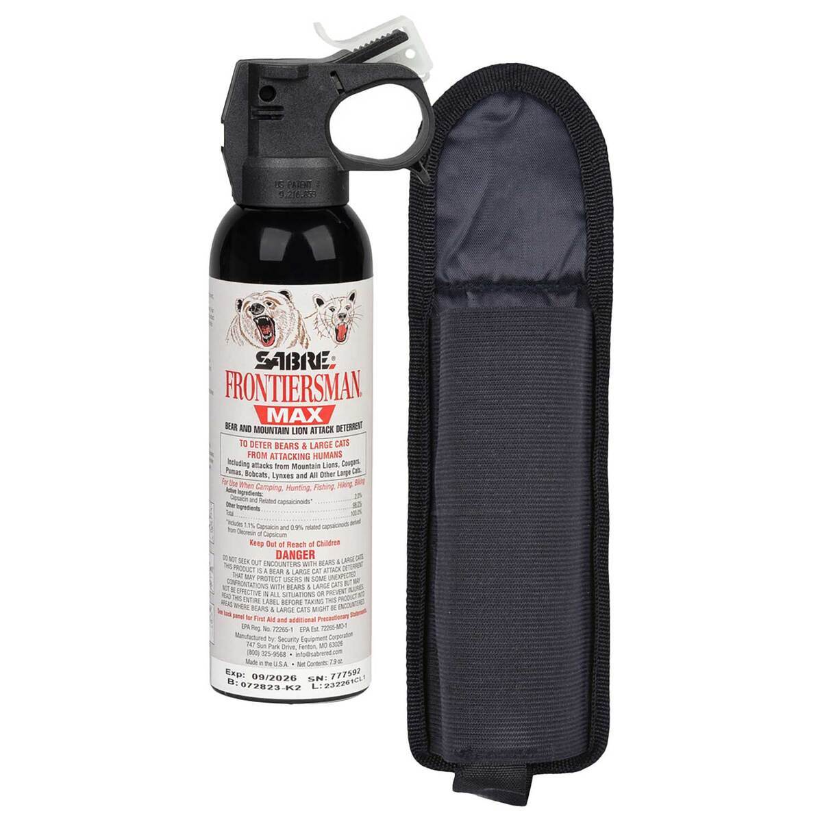 SABRE Frontiersman Max Bear and Mountain Lion Spray with Belt Holster - 7.9oz