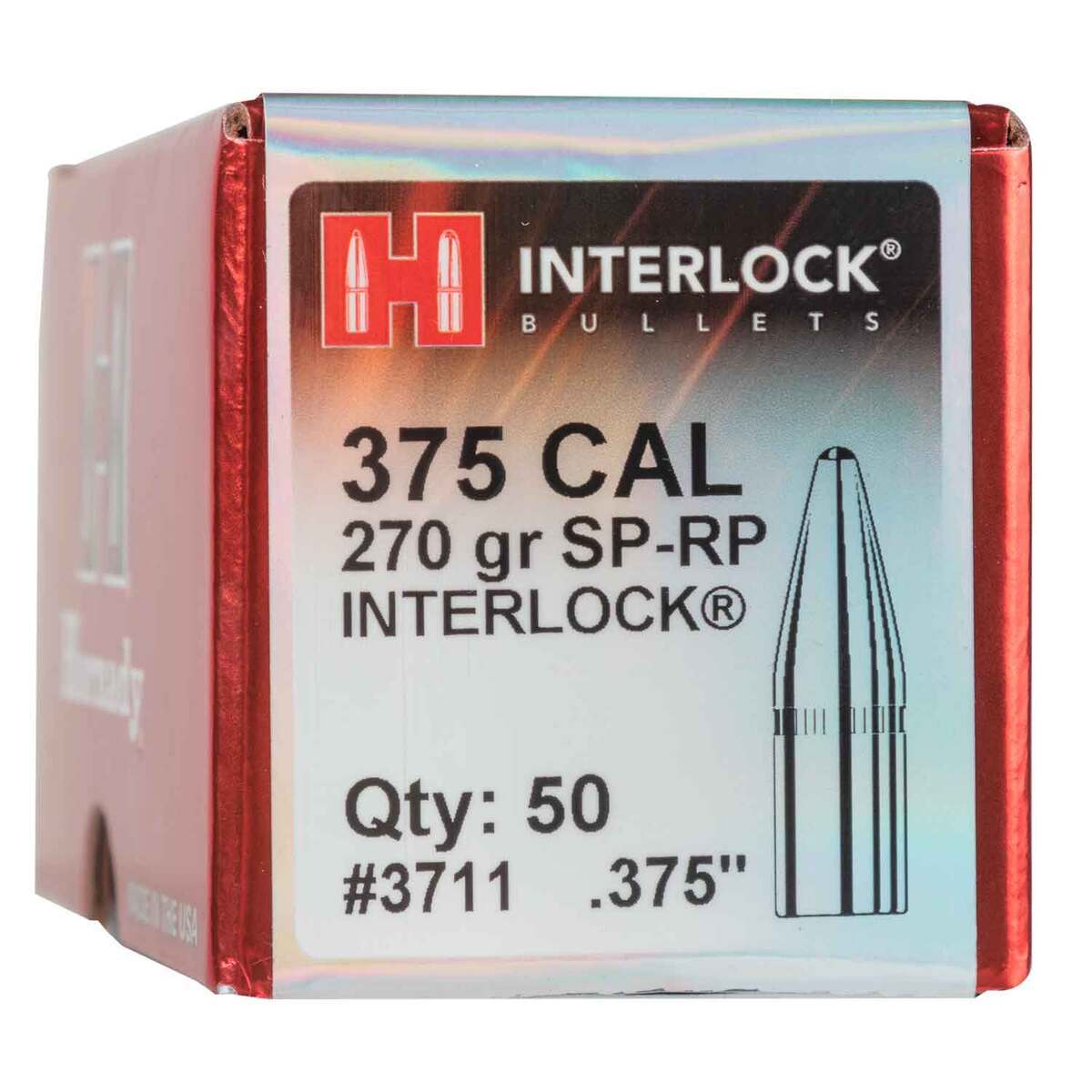 Hornady 375 Cal Interlock SP-RP 270gr Reloading Bullets - 50 Count