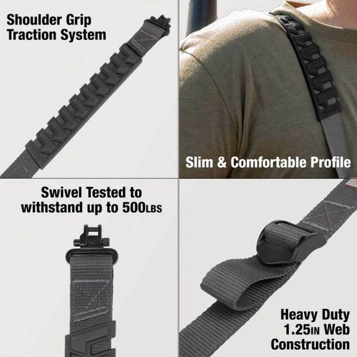 Allen Co Ruger Trak Web Rifle Sling with Swivels - Gray 3 Allen Co Ruger Trak Web Rifle Sling with Swivels - Gray