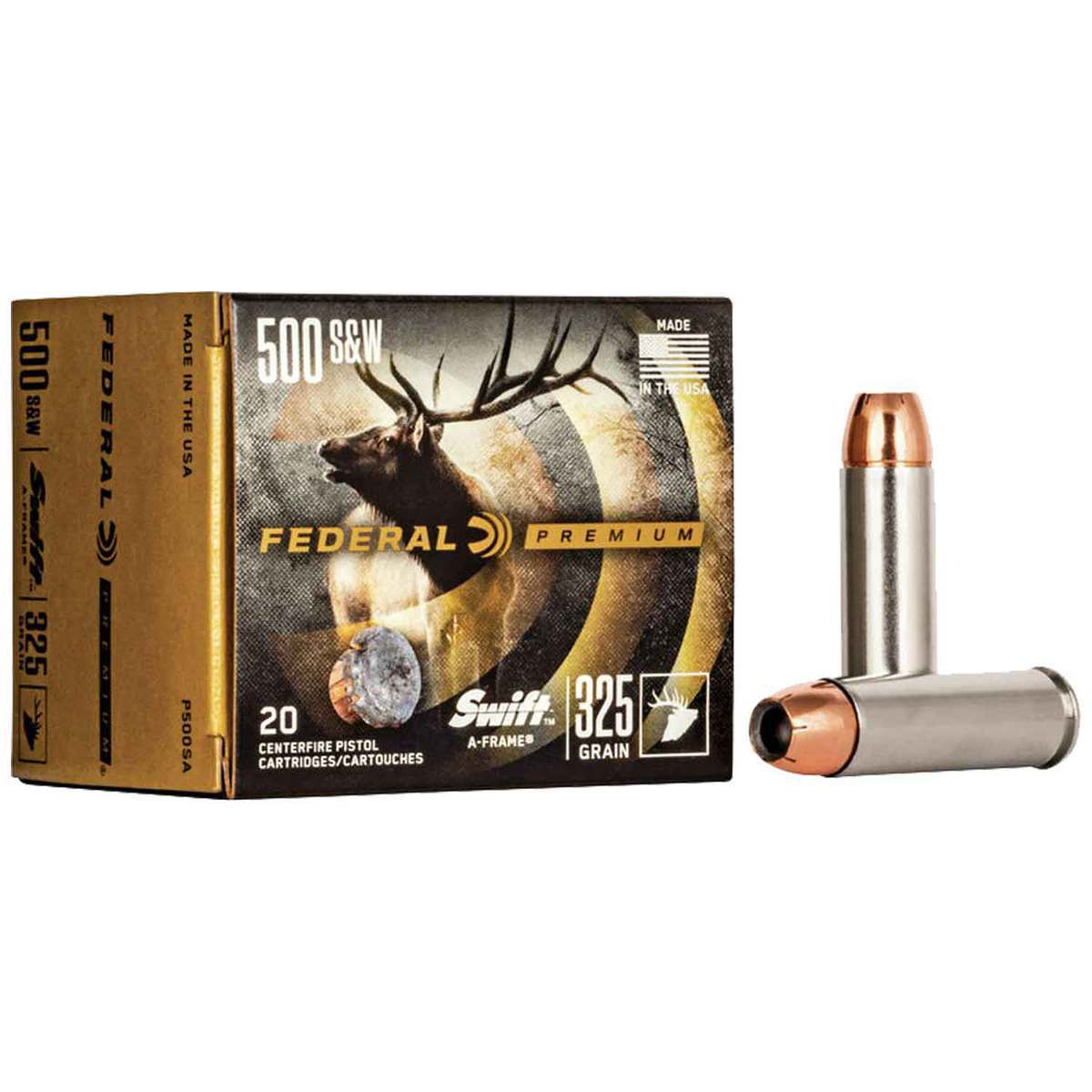 Federal Premium 500 S&W 325gr Swift A-Frame Handgun Ammo - 20 Rounds