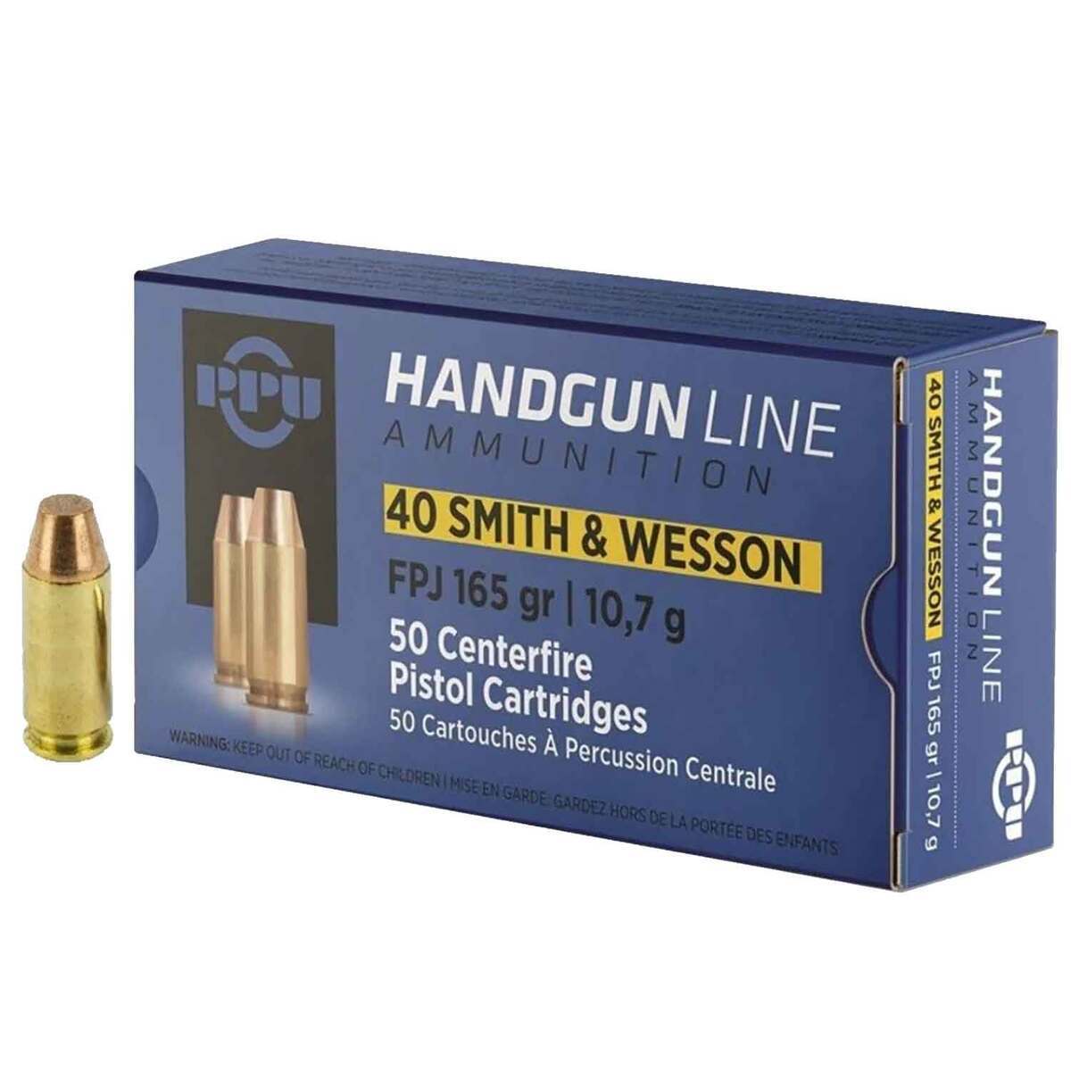 PPU Handgun 40 S&W 165gr FPJ Handgun Ammo - 50 Rounds
