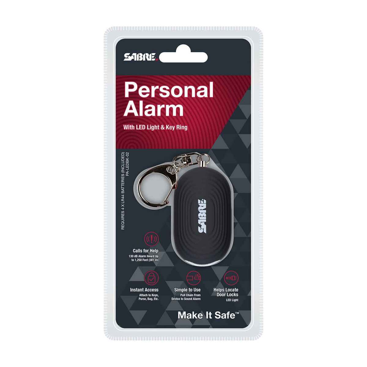 SABRE 2-in-1 Personal Alarm with LED Light and Snap Hook