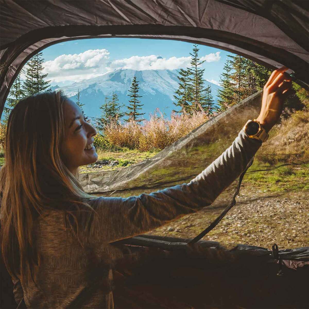 Coleman PEAK1 4-Person Camping Tent - Marigold/ Dark Stone