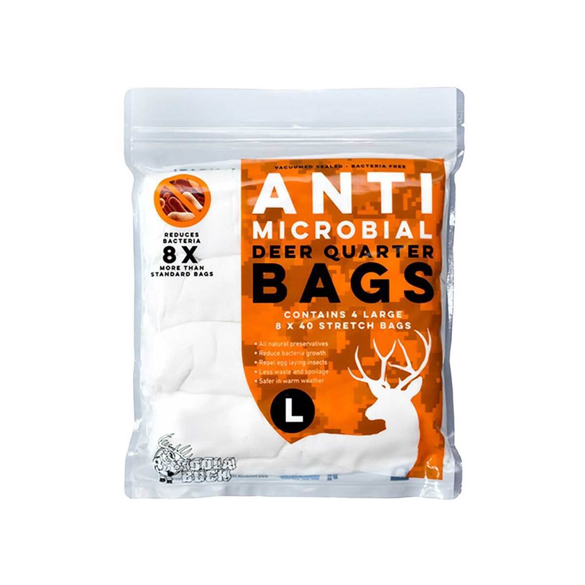 Koola Buck Anti-Microbial Deer/Antelope Large Quarter Game Bags - 4 Pack