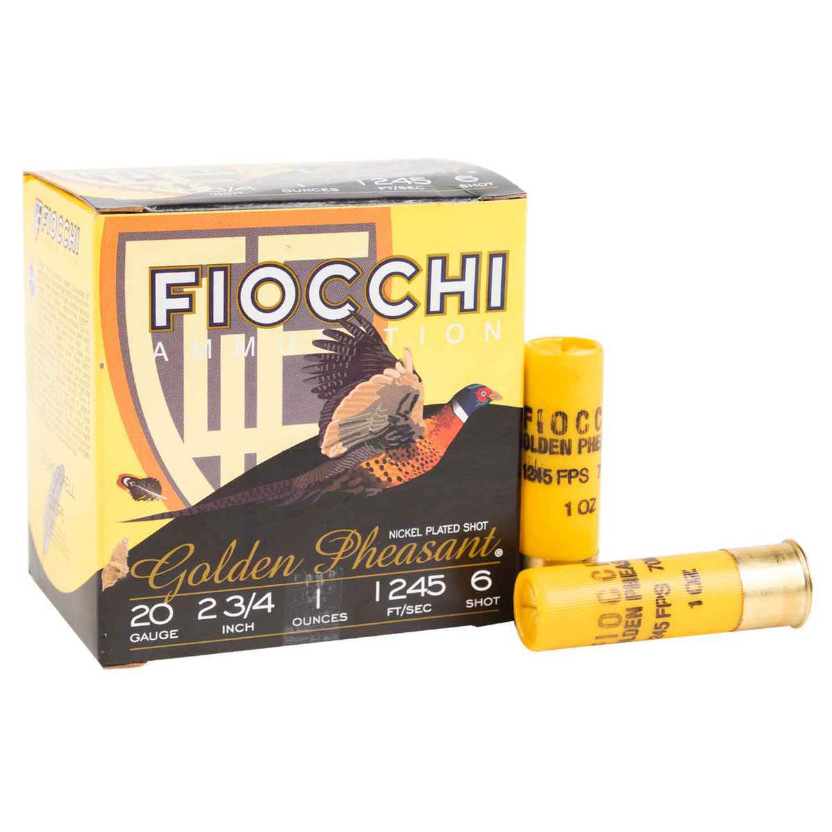 Fiocchi Golden Pheasant 20 Gauge 2-3/4in #6 1oz Shotshells - 25 Rounds