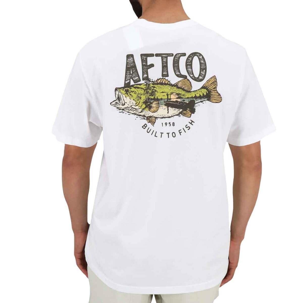AFTCO Men's Wild Catch Short Sleeve Casual Shirt - White - XXL
