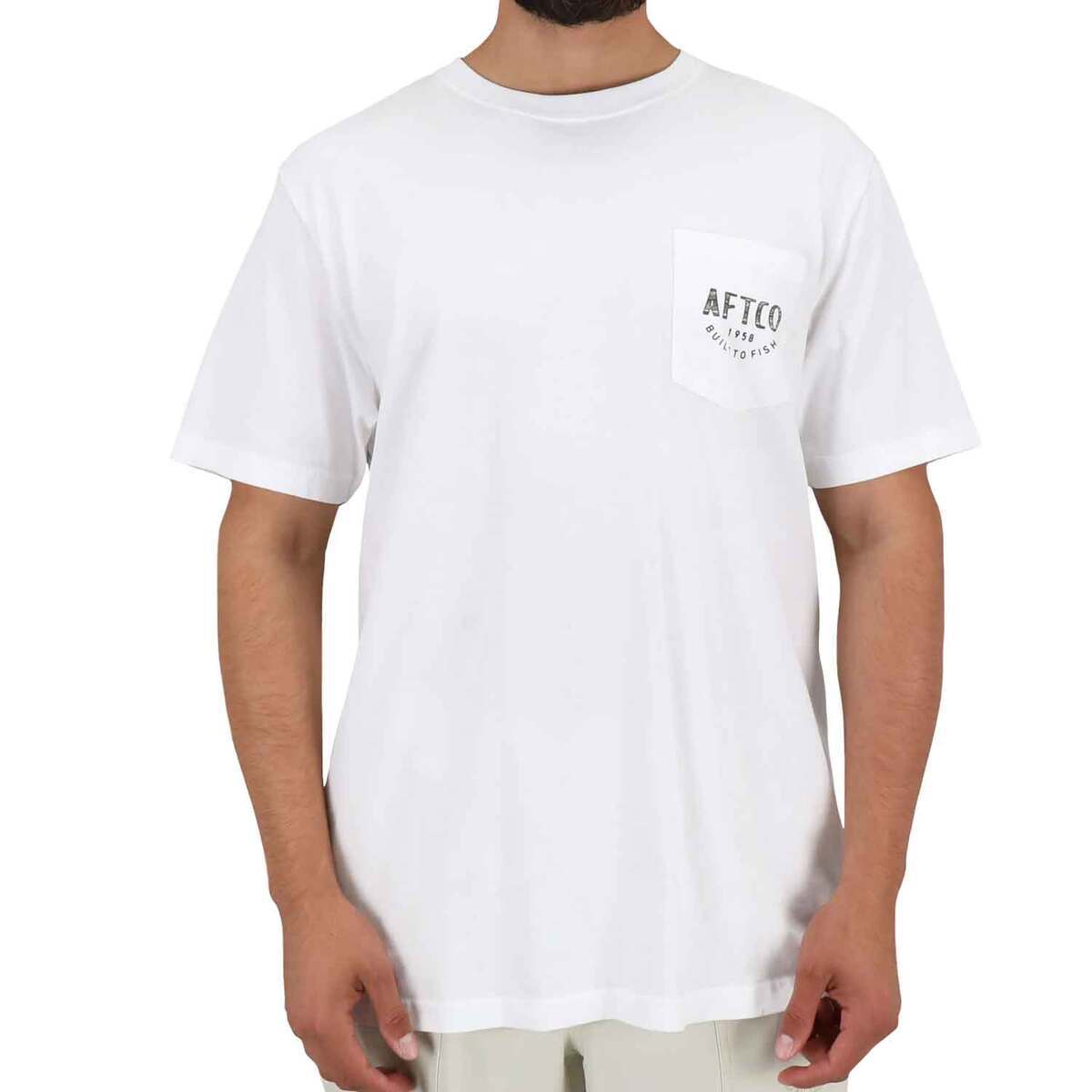 AFTCO Men's Wild Catch Short Sleeve Casual Shirt - White - XXL