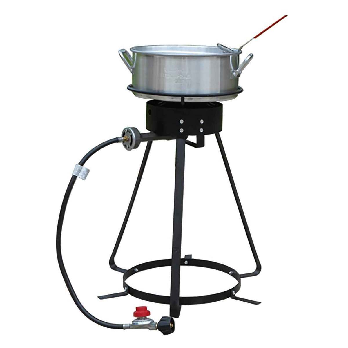 King Kooker 24 inch Cooker with 10 Quart Aluminum Fry Pan and Punched Aluminum Basket