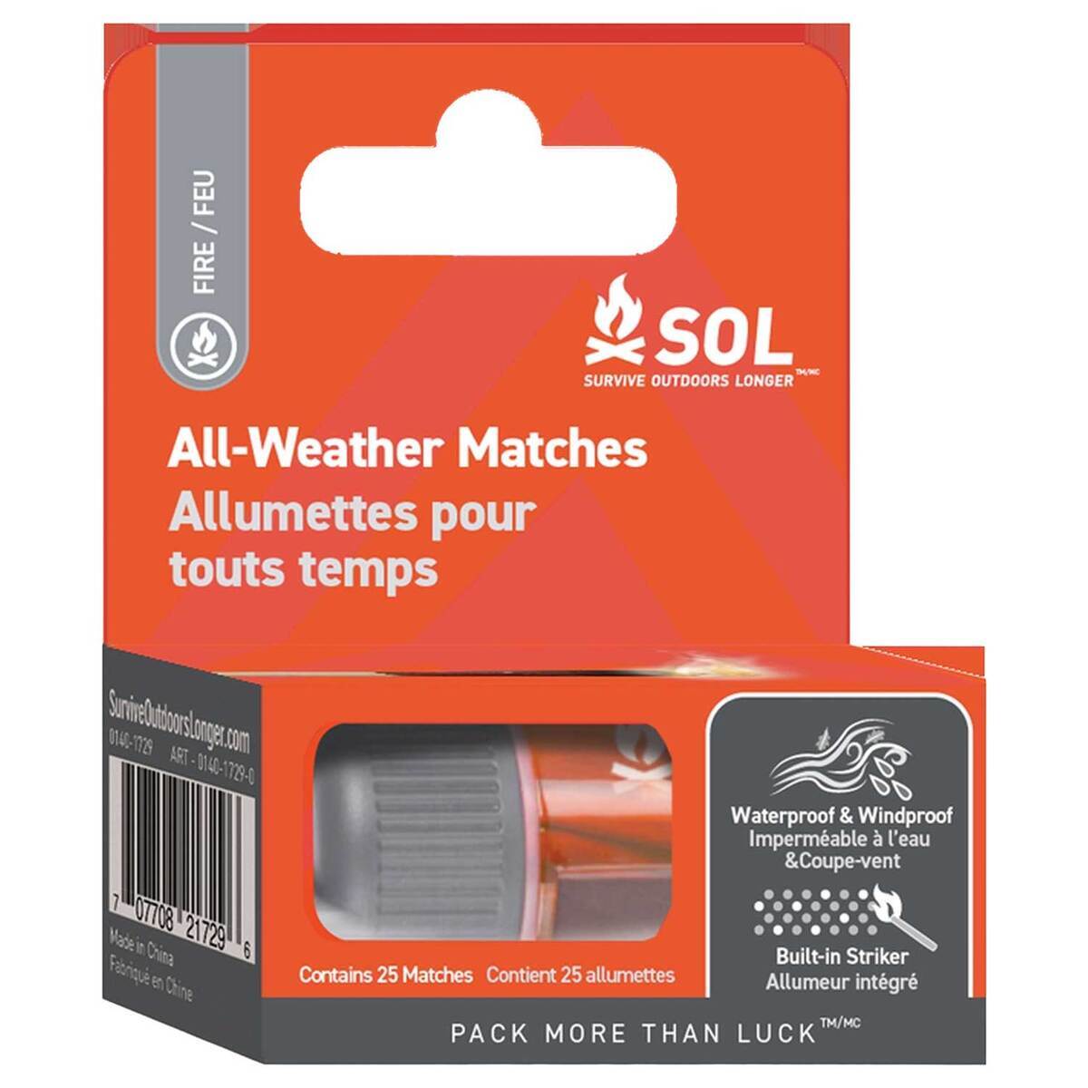 SOL All Weather Matches - 25 Count