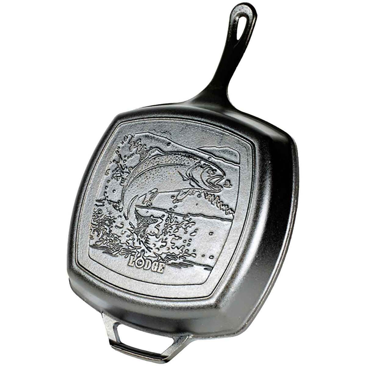 Lodge Wildlife Series 10.5 Inch Square Cast Iron Fish Grill Pan