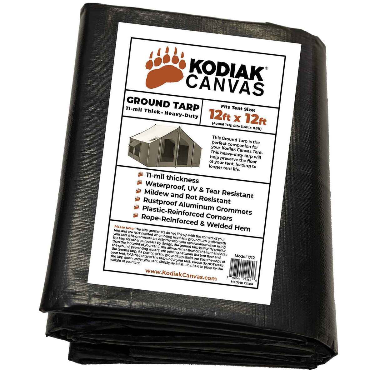 Kodiak Canvas 12ft x 12ft Ground Tarp - Black
