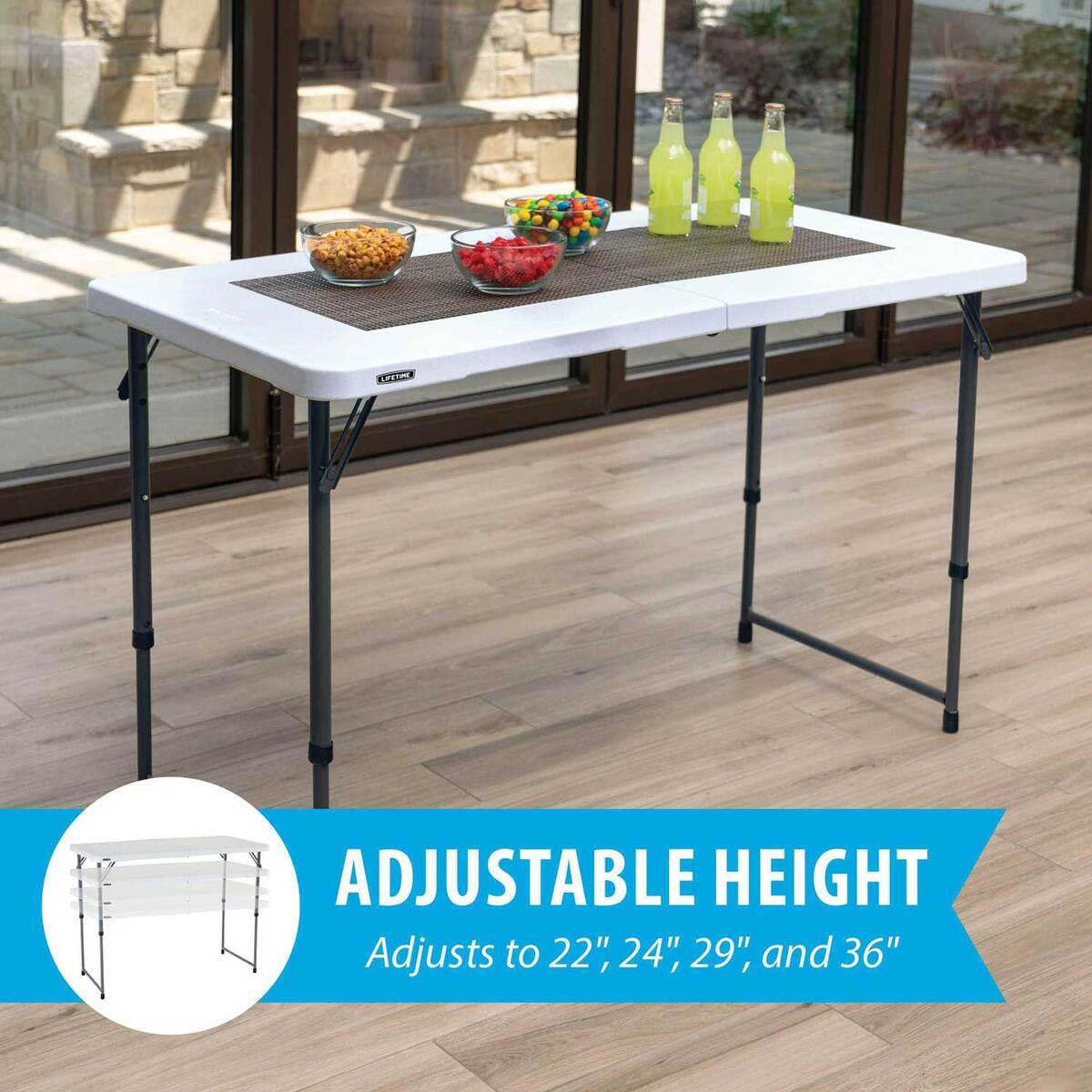 Lifetime 4-Foot Adjustable Fold-In-Half Table