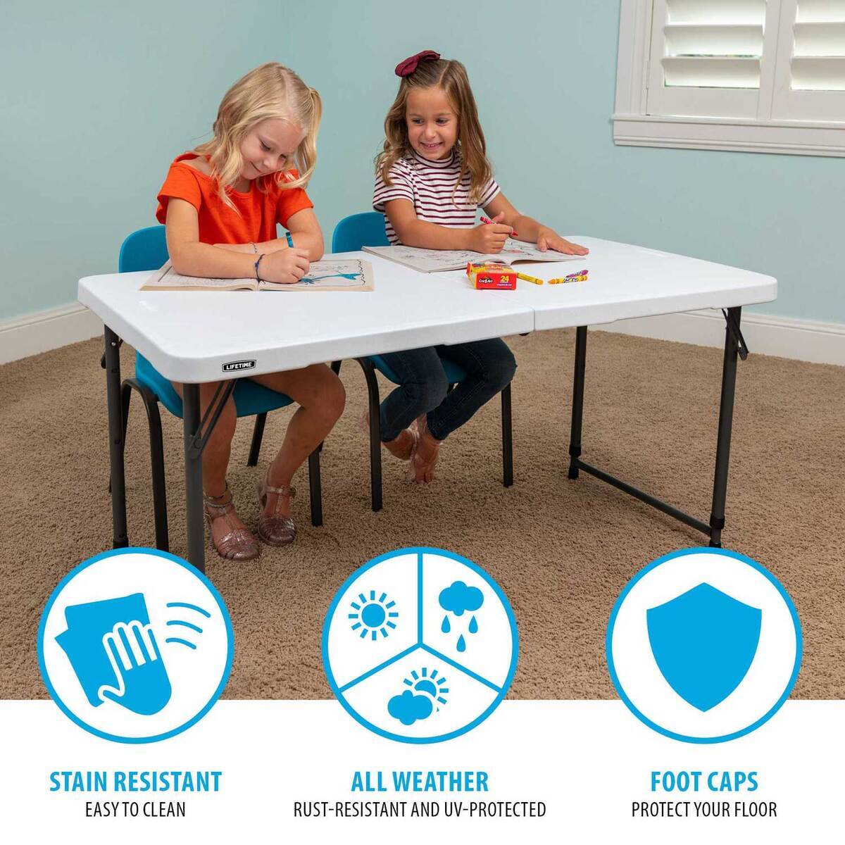 Lifetime 4-Foot Adjustable Fold-In-Half Table