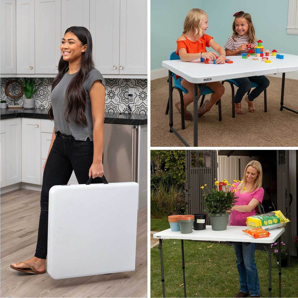Lifetime 4-Foot Adjustable Fold-In-Half Table