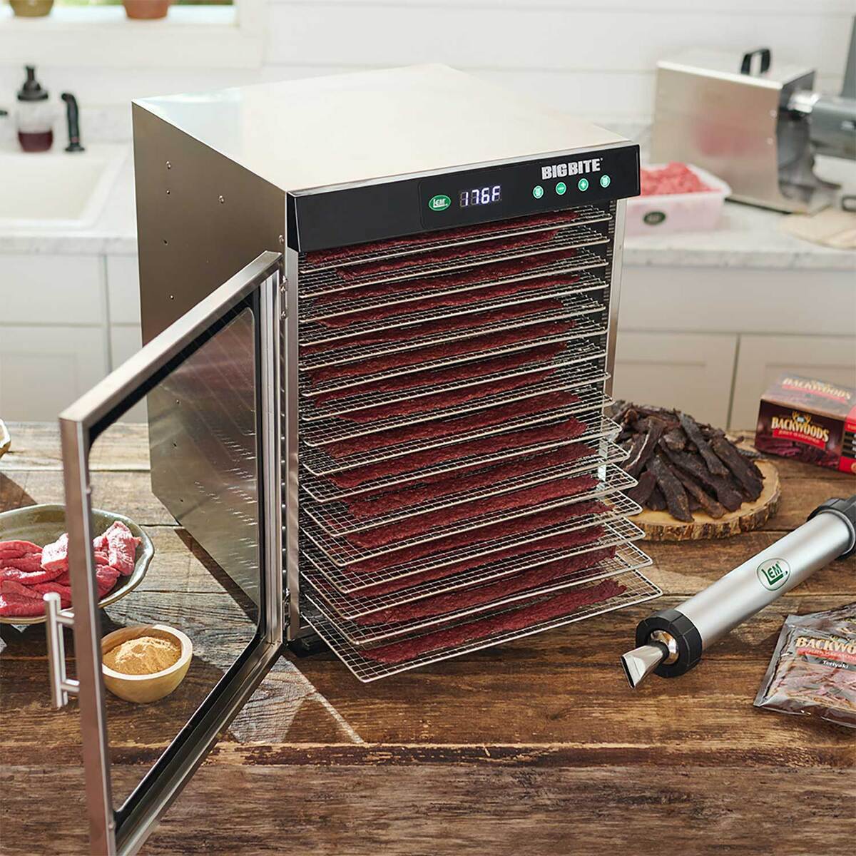 LEM Products BigBite Satinless Steel 16-Tray Dehydrator - 1200 Watts