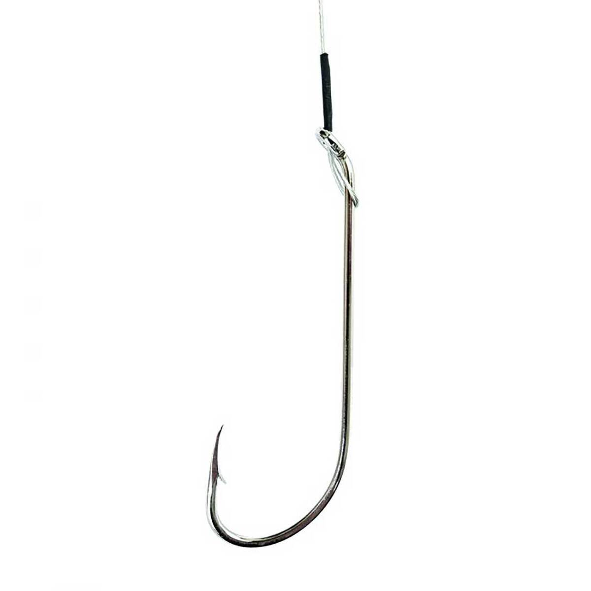 Eagle Claw 2x Long Plain Nylawire Shank Snelled Hook - Gray, 4/0