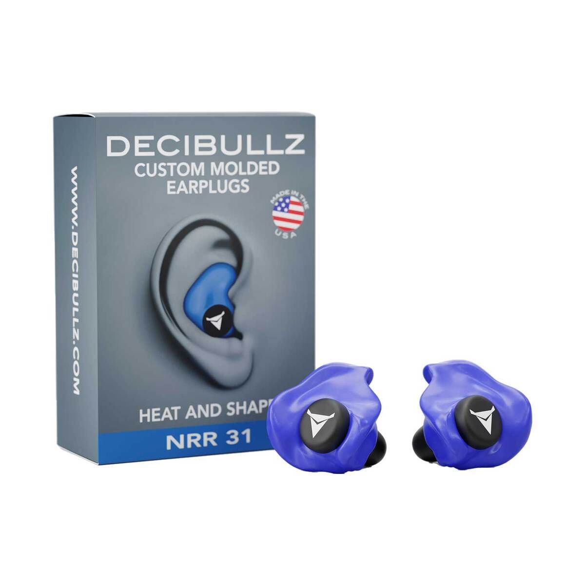 Decibullz Custom Molded Passive Earplugs - Blue 3 Decibullz Custom Molded Passive Earplugs - Blue