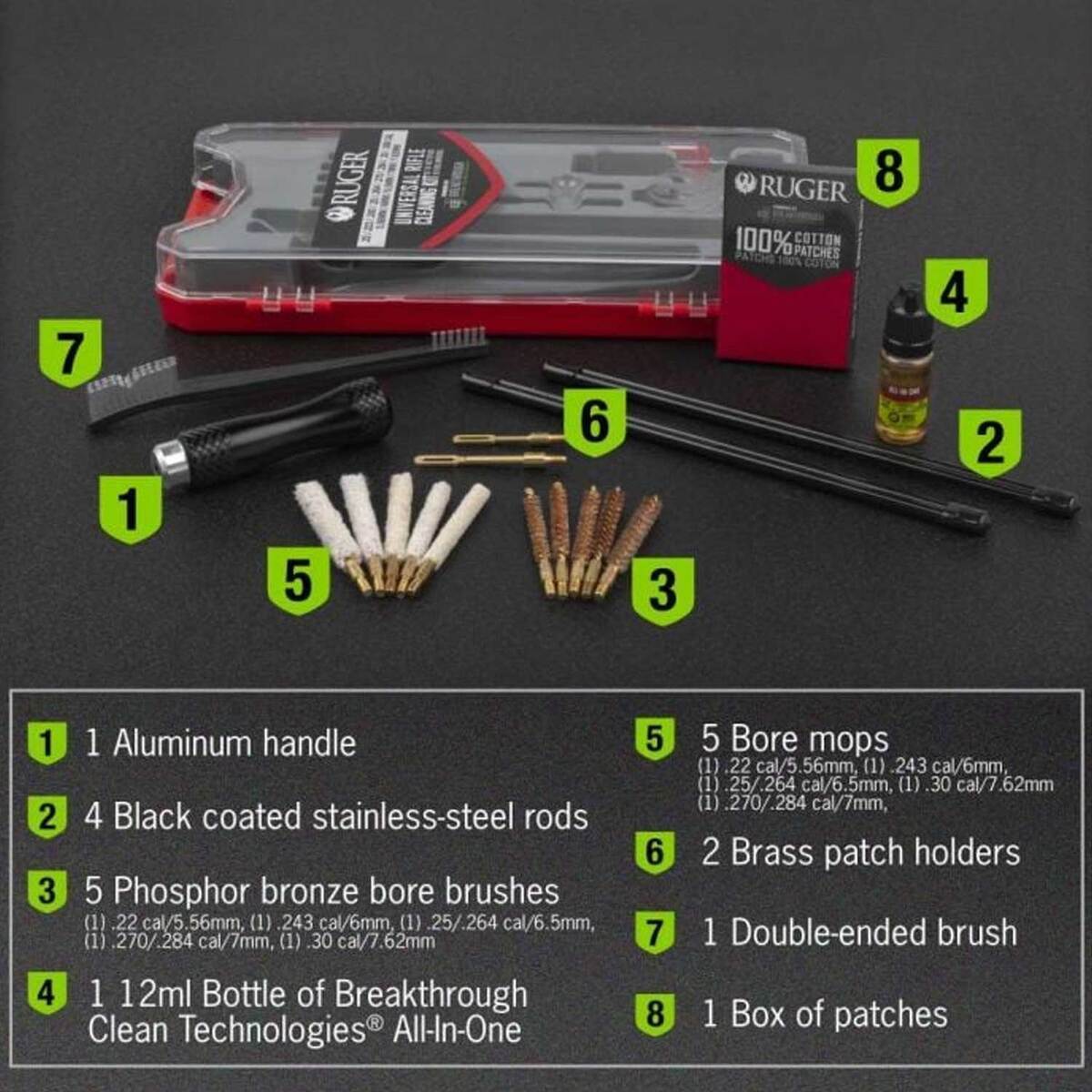 Allen Co Ruger Powered by Breakthrough Clean Technologies Universal Rifle Cleaning Kit 3 Allen Co Ruger Powered by Breakthrough Clean Technologies Universal Rifle Cleaning Kit