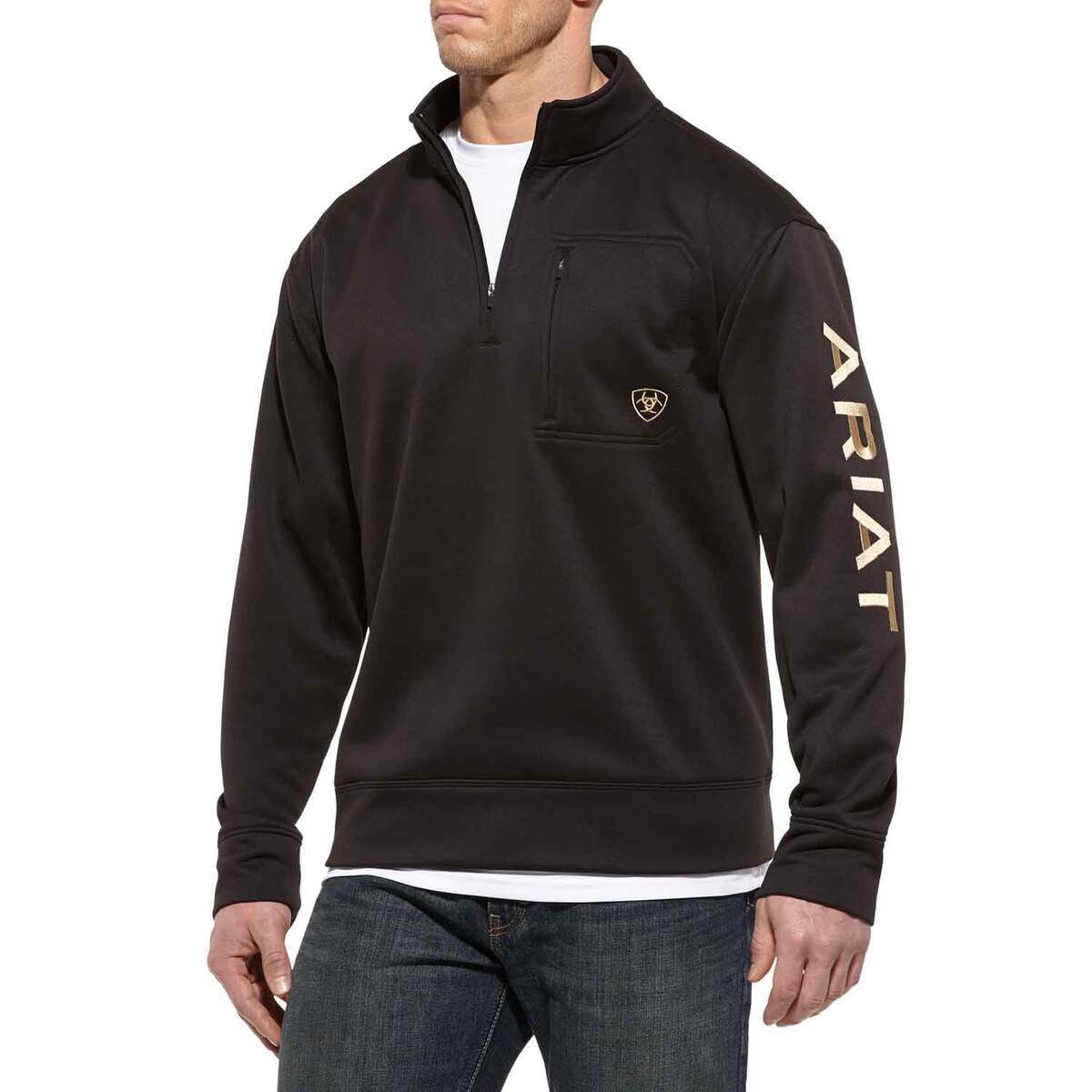 Ariat Men's Team Logo 1/4 Zip Sweater - Black - S