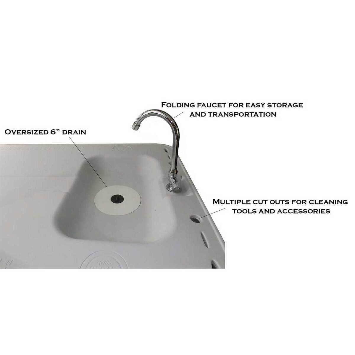 Old Cedar Outfitters 2 Man Cleaning Station with Folding Faucet - Stainless Steel Legs