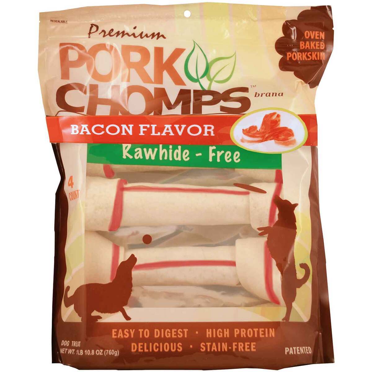 Pork Chomps 10in Bacon Flavor Knots Dog Treat