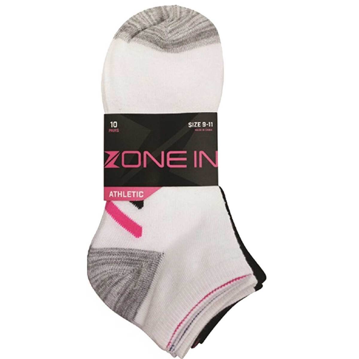 Zone In Women's Athletic Casual 10 Pack Ankle Socks