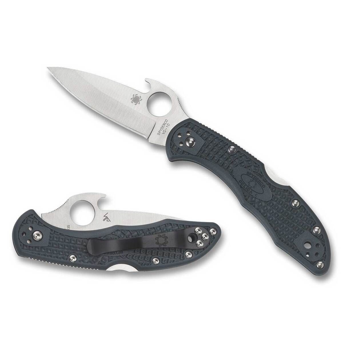 Spyderco Delica 4 Emerson Opener 2.9 inch Folding Knife - Dark Gray