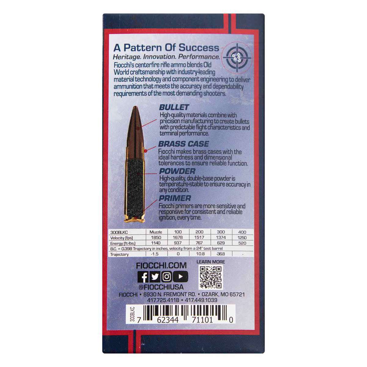 Fiocchi Training Dynamics 300 AAC Blackout 150gr FMJBT Rifle Ammo - 50 Rounds