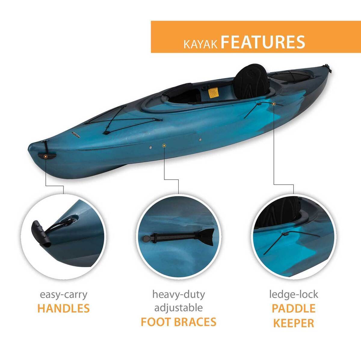 Lifetime Guster 10 Sit-Inside Kayak - 10ft Blue 4 Lifetime Guster 10 Sit-Inside Kayak - 10ft Blue