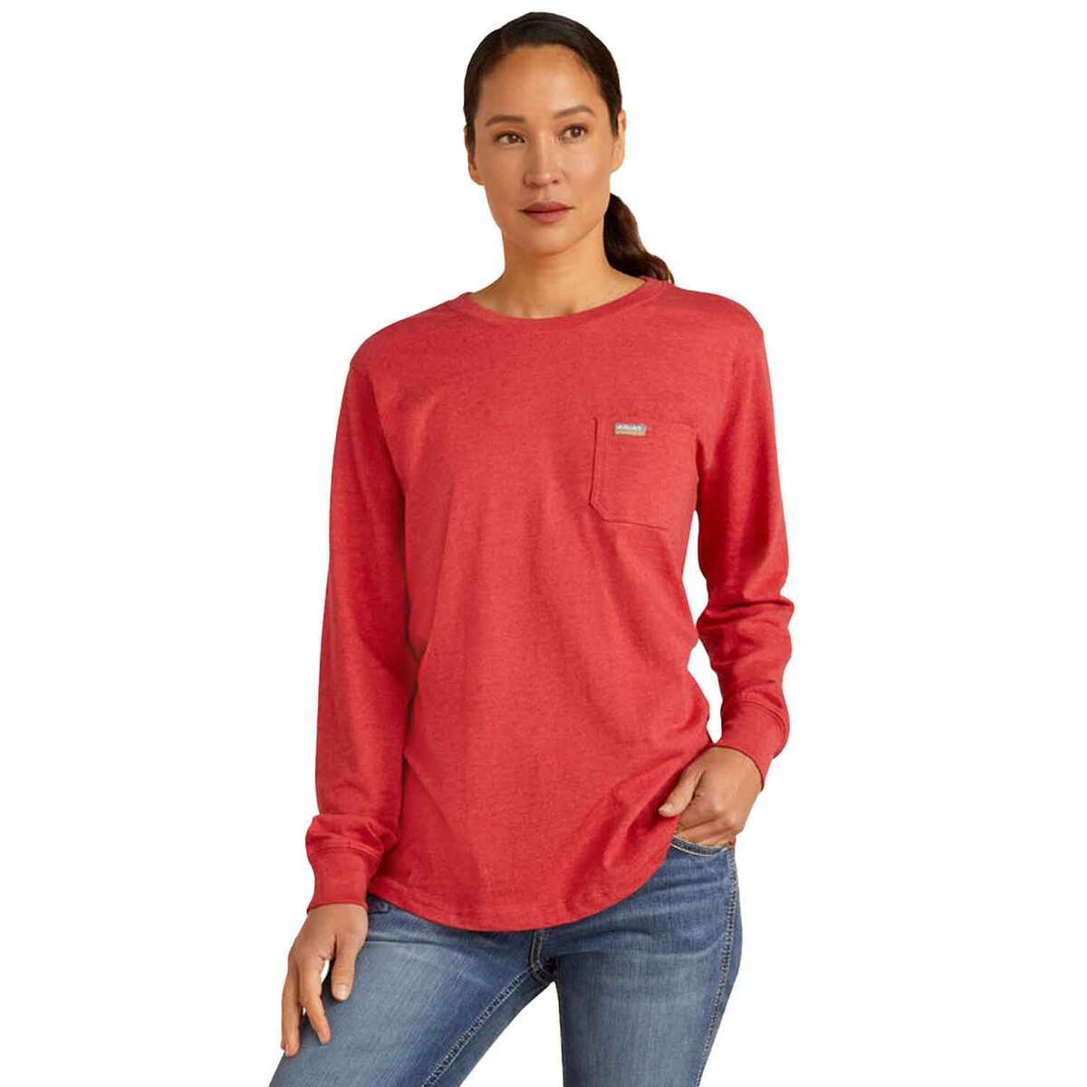 Ariat Women's Rebar Cotton Strong Long Sleeve Work Shirt - American Beauty Heather - XL