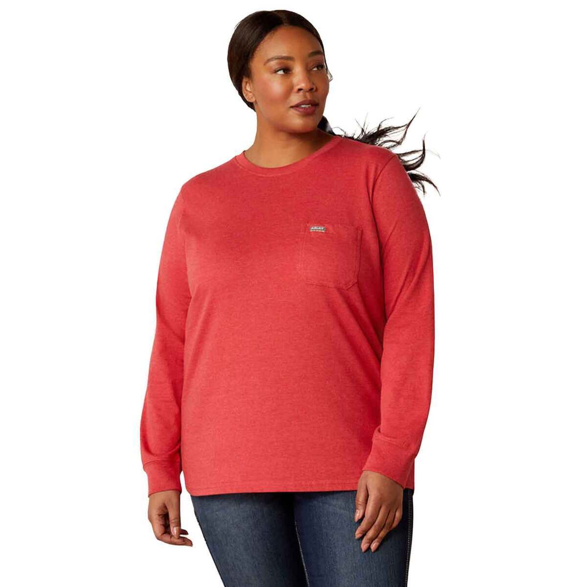 Ariat Women's Rebar Cotton Strong Long Sleeve Work Shirt - American Beauty Heather - XL 4 Ariat Women's Rebar Cotton Strong Long Sleeve Work Shirt - American Beauty Heather - XL