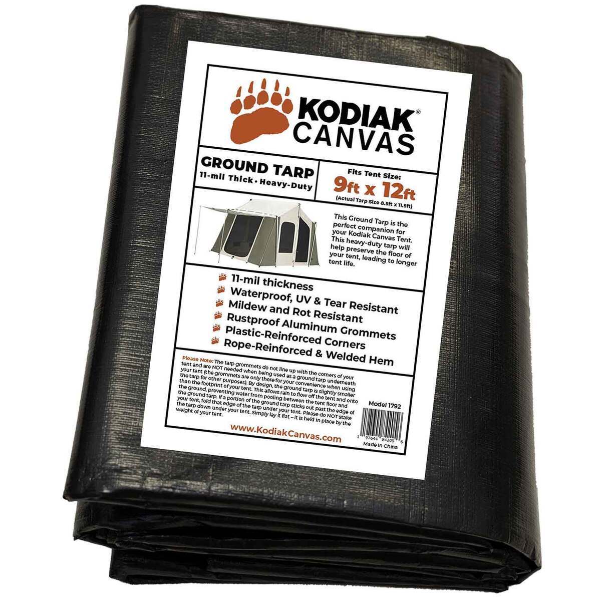 Kodiak Canvas 12ft x 9ft Ground Tarp - Black