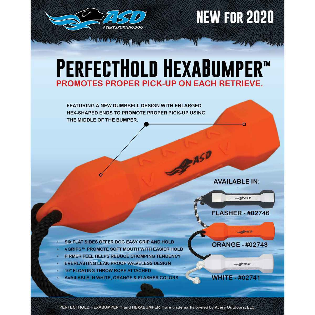 Avery Sporting Dog PerfectHold HexaBumper Dog Training Bumper - Orange 4 Avery Sporting Dog PerfectHold HexaBumper Dog Training Bumper - Orange