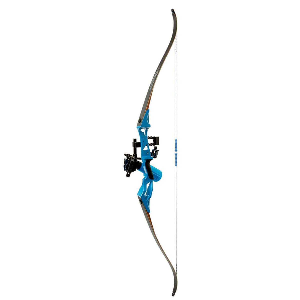 Fin-Finder Bank Runner Recurve Package w/ Winch Pro Reel Bowfishing Bow - Blue